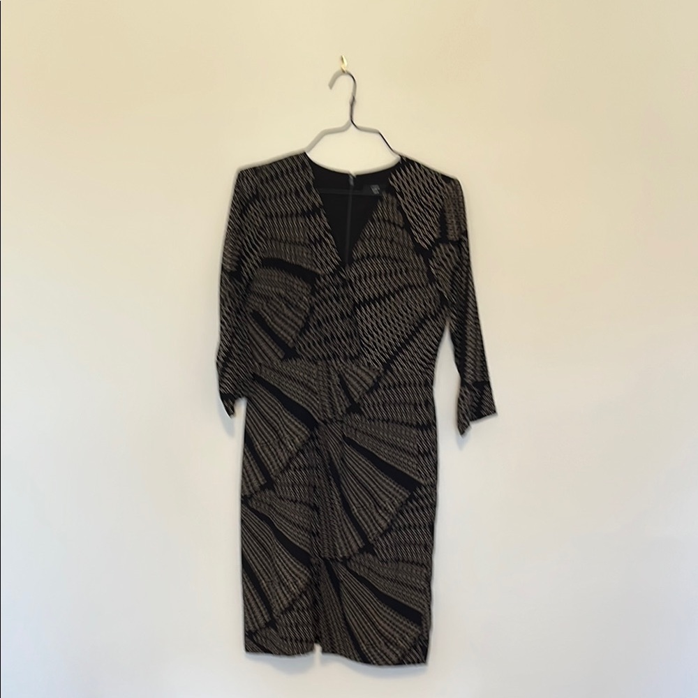J.Crew Black and Taupe Women's Silk Dress
